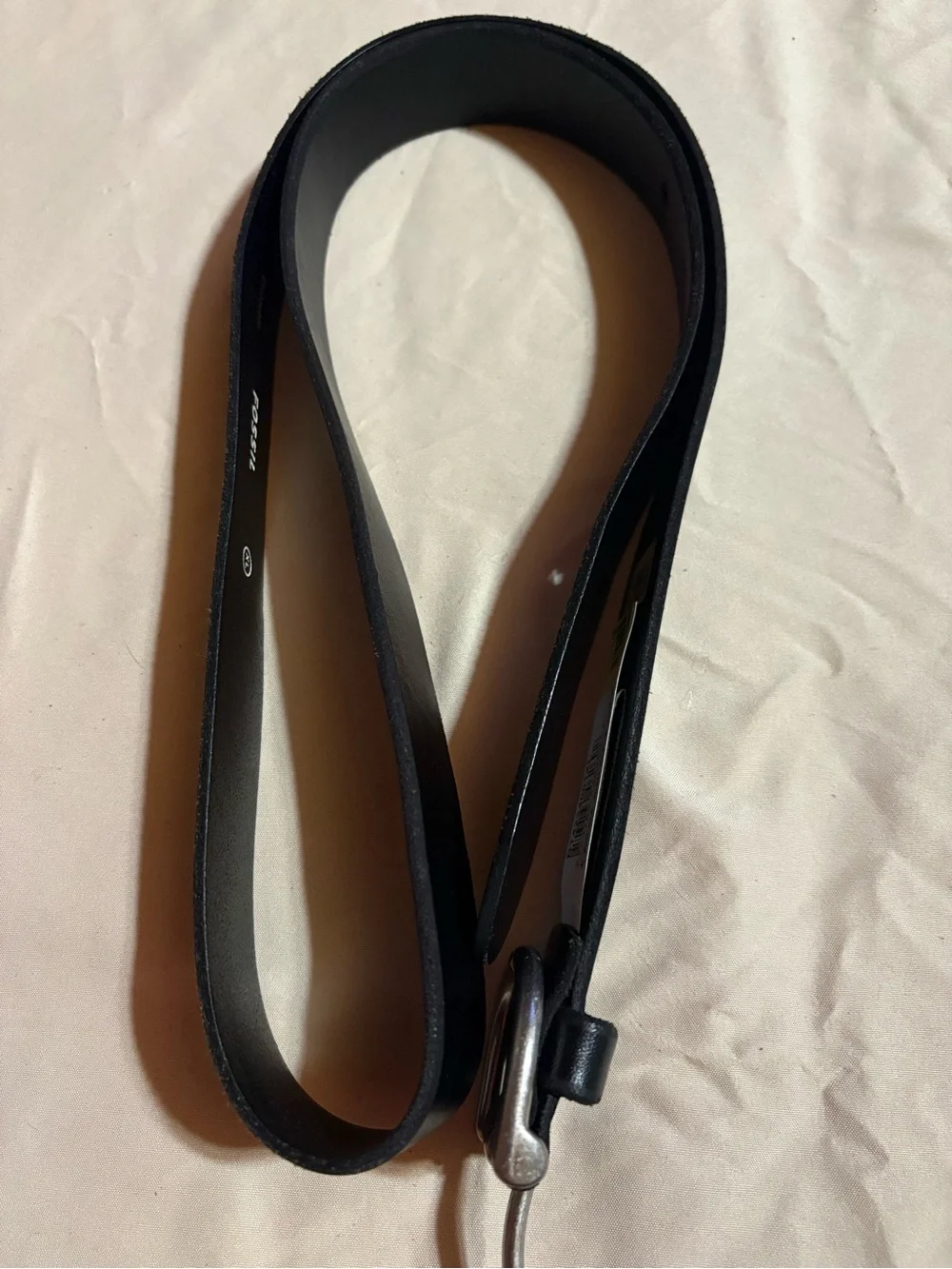 Fossil Black Leather Men's Belt with Silver Buckle